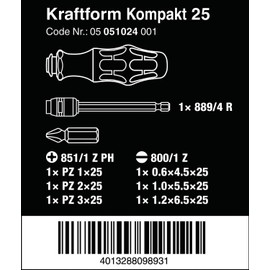 Wera Kraftform Kompakt KK25 Screwdriver Bits Set