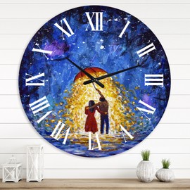 Designart 'Couple In Love Walks Under Glowing Umbrella' French Country wall - 36 in. high, 36 In. Wide