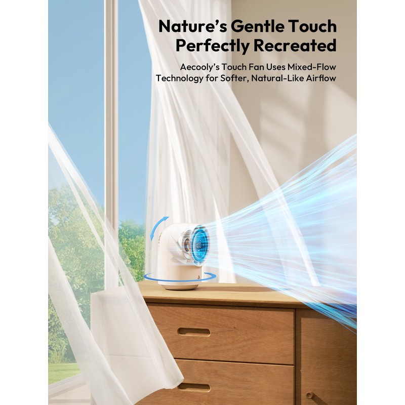 Aecooly Touch Control Desk Fan, 100 Speeds Quiet Bedroom Digital