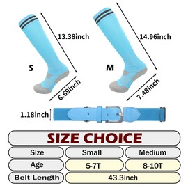 ZGDG Baseball Socks and Belt Combo Set Youth Softball Tee Ball Socks Belt for Boys Girls (2 Pairs of Socks & 1 Belt)