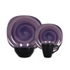 HomeVss, Stoneware Square 16pc Dinnerware Set, Inside Spinwash Swirl Purple