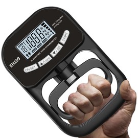 ByteX Hand Dynamometer Grip Strength Trainer - Electronic Hand Grip Strength Tester Grip Strengthener Hand Exerciser Meter Digital Hand Grip Training Gauge for Sport Home School Use (Black, 265 lbs : 120 kgs)