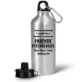 Gifts Idea for Forensic Psychologist Water Bottle Tumbler 20oz Portable Drinkware - Psychology Student Graduation Intern Graduate Practitioner Funny Cute Gag - Never Dreamed I Would Be