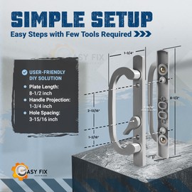 8.5" Legacy Sliding Patio Glass Door Offset Latch Brushed Chrome Handle Set Replacement - Sash Controls 2265 - No Mortise, Fits 3-15/16" Screw Hole Spacing and 1-1/4" to 2-1/4" Door Thickness