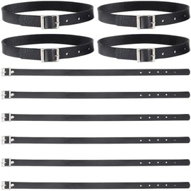GORGECRAFT 10Pcs Black Traditional Kilt Extender Straps Necklaces 17x0.8 Inch Scottish Stirrup PU Leather Cuff Armbands Non Slip Sleeve Holders Belt Leather Luggage Tag Straps for Kilts Coat