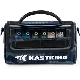 KastKing BaitSpace Line Management Bag, Fishing Line Storage Bag with Water Resistant Nylon, Clear View Window, Removable Divider for Up to 10 Spools, Tangle-free Leader Line Holder