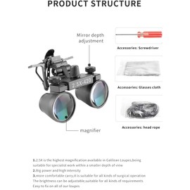 2.5X 420mm Binocular Clip Loupes Lab Head Magnifier with Metal Clip DY-102