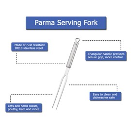 Küchenprofi Serviergabel aus Edelstahl, 31 cm, Spülmaschinenfest, Fleischgabel Edelstahl, Bratengabel, Fleischgabel, Tranchiergabel, Grillgabel, Gabel mit zwei Zinken, Silber