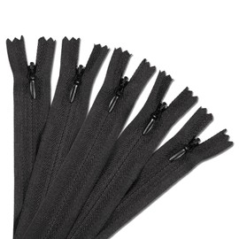 5pcs Invisible Zips, Black Zips, 16 Inch / 40cm Nylon Closed-Ended Concealed Zipper, Plastic Zip Fixer for Tailor Sewing Tools Craft Dressmaking Pillows Cushions Skirts Clothes Bags Pants