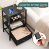 Yoobure Side Table with Storage, LED Night Stand with Charging