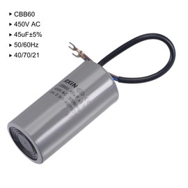 BOXONLY CBB60 45uF Run Capacitor 450V AC 40/70/21 ±5% 50/60Hz Cylinder 50x100mm 2 Wires with Terminal for Air Compressor Water Pump Motor