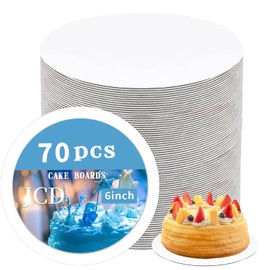 JCD JCD 70 Packs White Cake Boards 6 inch Round,Food-graded Corrugated Cardboard Cake Rounds,Waterproof and Oil-proof Cake Plate for Cake DIY,Dessert and Crafts Display (White, 6inch/70Pcs)