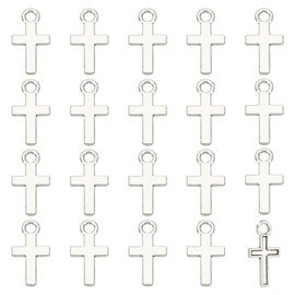 HOBBIESAY About 200Pcs Mini Cross Charms 15.5mm Crucifix Cross Pendants Sliver Cross Charms Metal Earring Pendants for DIY Necklace Bracelet Jewelry Making Crafting