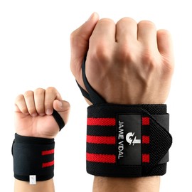 JAMIE VIDAL® Wrist Wraps 60 cm - Wrist Wraps for Fitness, Weight Sports, Bodybuilding, Crossfit - Wrist Support with Strong Wrist Support for Men & Women (Red Black)