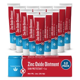 Zinc Oxide Ointment for Adults and Babies - 1 oz Diaper Rash Ointment, 12 Pack - Skin Protectant for Diaper Rashes, Cuts, and Burns