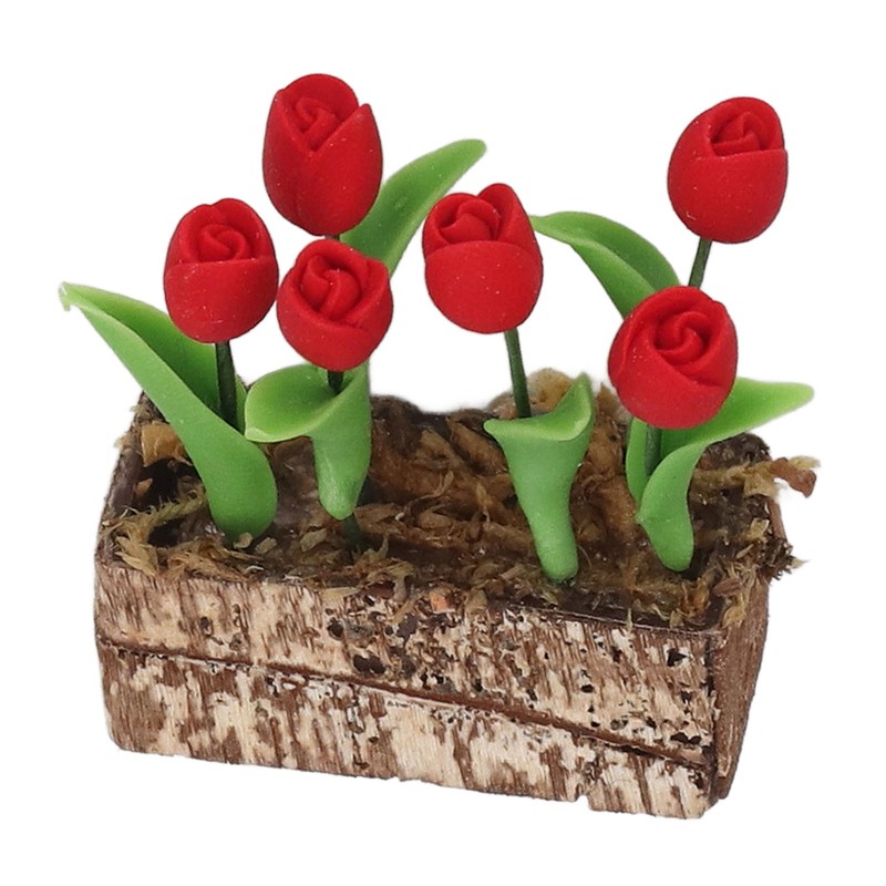 Artificial Tulips Flower Ornament 1:12 Doll House Garden Decor Simulated