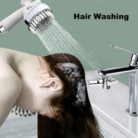 HO2ME Handheld Shower Sink-Faucet, Shower Head Attachment with 79'' Hose for Hair Washing/Pet Washing/Sink Cleaning, with Brass Faucet Aerator Switch, with 3 Brass Adaptors to Fits Most Faucets