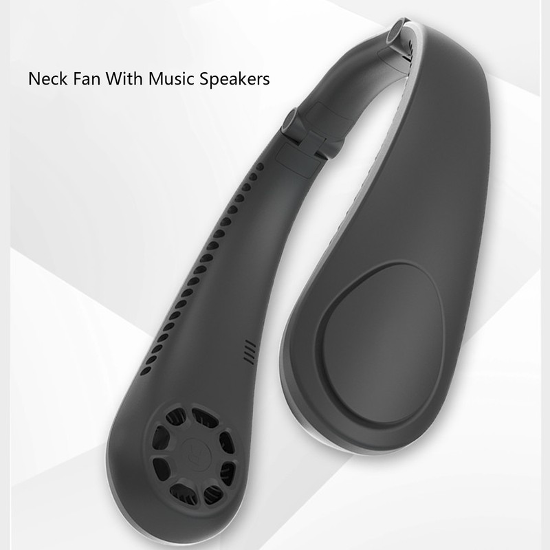Portable Neck Fan with Music Speakers Wearable Rechargeable Fan with
