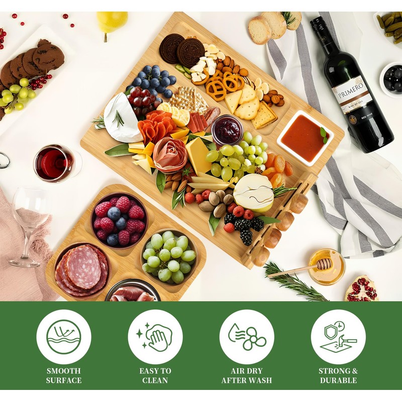 Timburst Charcuterie Boards with Knife, 14" X 11" Charcuterie Boards