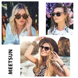 MEETSUN Retro Polarized Sunglasses for Women Men Classic Mirror Lens Driving Sun Glasses 3 Pack Leopard Brown Tortoiseshell