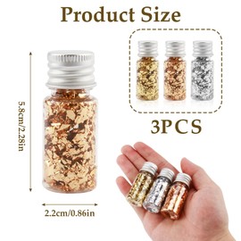 Set mit drei Flaschen mit Metallblättern, für Vergoldung, Farben Gold, Silber und Roségold, ideal für Handwerk, Dekoration und Schmuck aus Harz