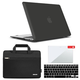 IBENZER Compatible with MacBook Pro 15 Inch Case 2015 2014 2013 2012 A1398, Hard Shell Case with Bag & Keyboard Cover & Screen Film for Old Version Mac Pro Retina 15, Black, R15-BK+3SP