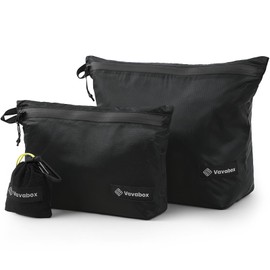 Vavabox Lightweight Toiletry Bags for Travel, Wash Bag Set Compact Zipper Pouch, Nylon Waterproof Travel Essentials for Camping Gym (Black)