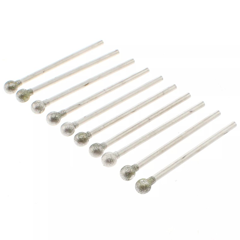 JINGLING 10Pcs 1/4" inch Diamond Ball Burrs 6mm Round Head