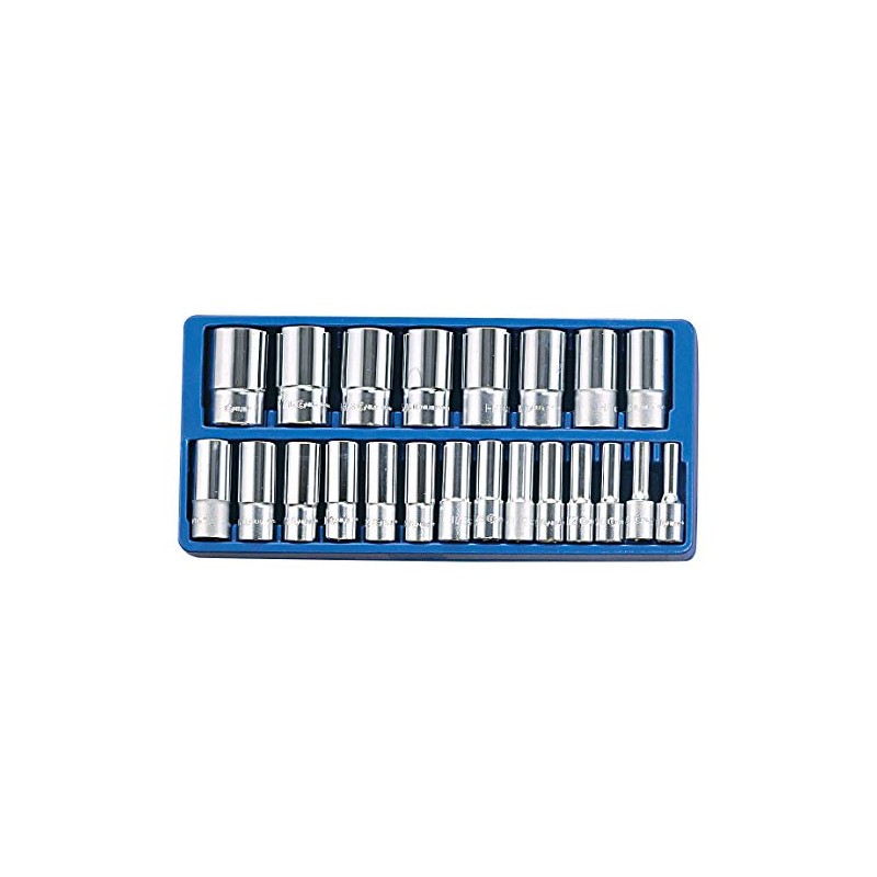 Genius Tools 22 Piece 1/2" Dr. SAE Deep Hand Socket