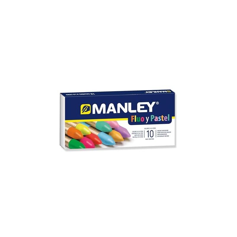 Estuche 10 ceras Manley Colores Especiales (FLUO+PASTEL)
