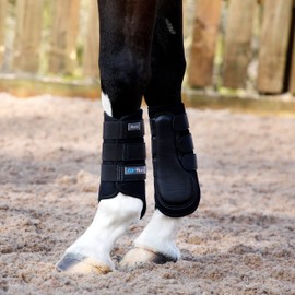 Masta Air-Flux Horse Brushing Boots - Training Neoprene Protective Wrap Boot for Horses with 3D AirMesh - Soft & Comfort Extremely Lightweight Legs Protectors - Set of 2 - Black, Size Pony