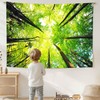 Onivein Green Forest Tapestry Nature Tapestry Ceiling Tree Sunlight Landscape