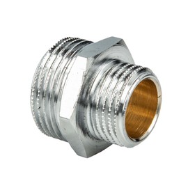 tecuro Reduced Double Nipple, Male Thread G 1/2 Inch x 3/8 Inch (DN 10), Shiny Chrome-Plated Brass