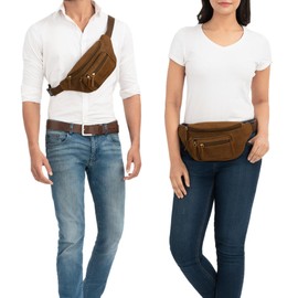 STILORD 'Greg' Vintage Bum Bag Leather Waist Bag Men Women Belt Bag – Ideal for Travel Festival and Outdoor – Modern Belt Bag Genuine Leather Large Strap Adjustable, Veleta - brown.