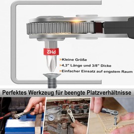 yuentoen Magnetic Ratchet Wrench, 110 mm, 1/4 Inch Ratchet Reversible Screwdriver, Mini Wrench with 10 Pieces Socket Wrench Insert for Gadgets, Cars, Homes, Machines