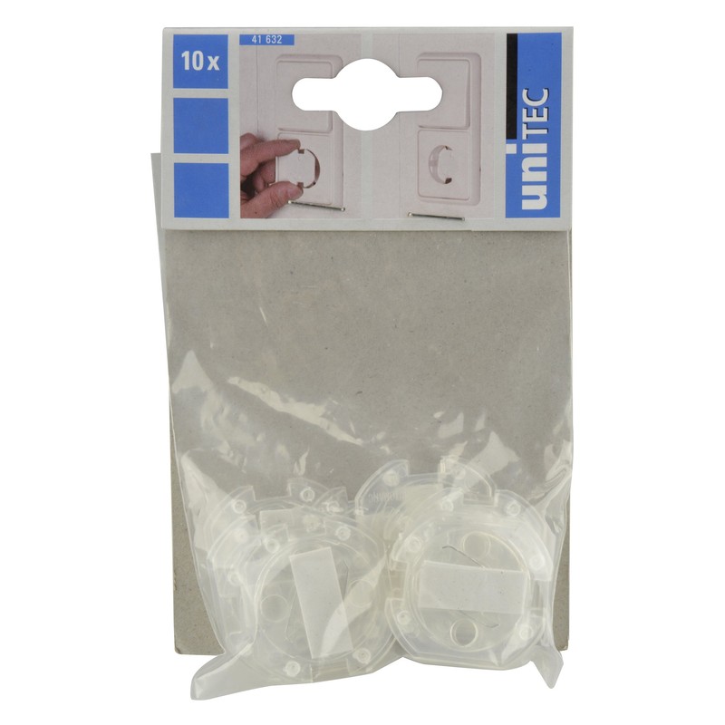 Unitec 41632 Clear 10x Protection Outlet Plugs, 10 Pieces, Clear/White