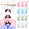 YQQZQ 50P Space-Saving Closet Hanger Connectors,Clothes Hanger Hooks,Pink Blue Green
