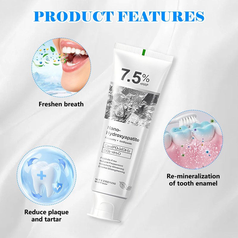 FunnAura 2 Pcs Nano Hydroxyapatite Toothpaste, Gentle Whitening and Sensitive