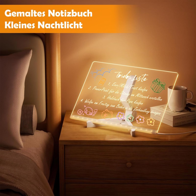 LED Note Board, Night Light, Note Board with 7 Colours,