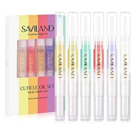 SAVILAND- Bolígrafo de aceite para cutículas natural: 6 piezas de aceite revitalizante para cutículas para uñas con vitamina E para reparar cutículas