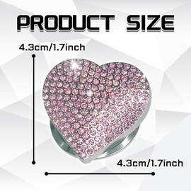 QQWD Push Start Button Cover, Cute Heart Shape Diamond Sticker, Bling Diamond Engine Start Button Cover Decal, Interior Decoration Car Accessories for Women and Girls(Pink)