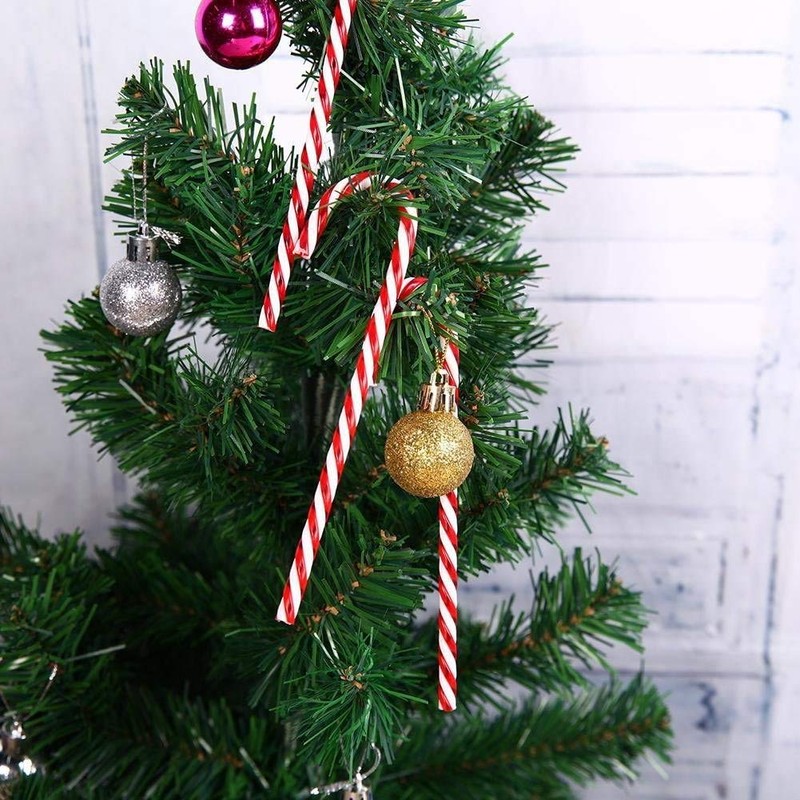 ABSOK 12 Pieces Plastic Candy Canes for Christmas Tree, Hanging