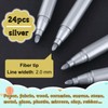 Watersay 24 Pcs Silver Metallic Permanent Markers Bulk Paint Pens