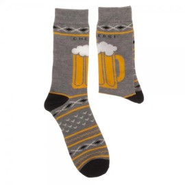 Bioworld Cheers Beer Mug Crew Socks Drinking - Drink Party 1 Pair Gift Novelty Gray