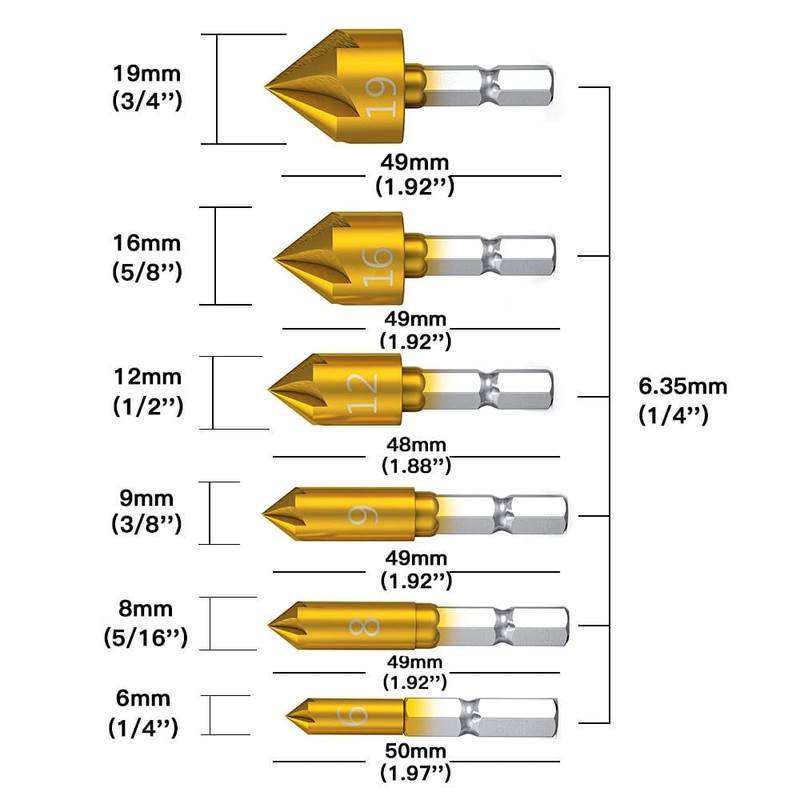 MAEXUS Countersink Drill Bit Countersink Drill Bit 6 Counter Sinker