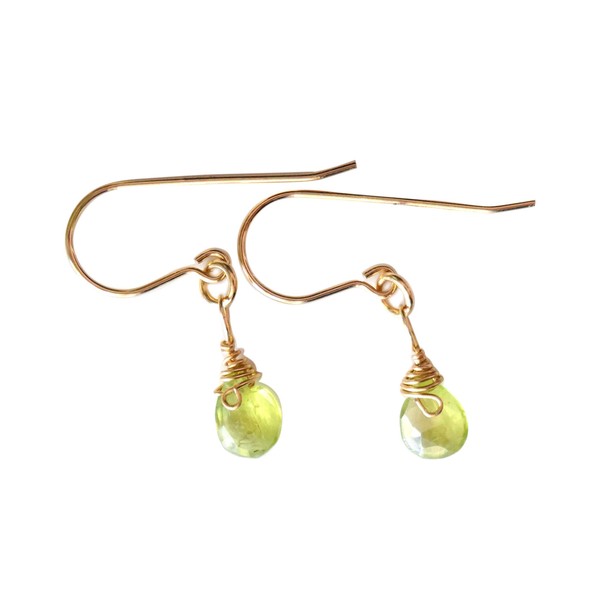 Designs by Nature Gems Peridot Drop Earrings in 14k Gold