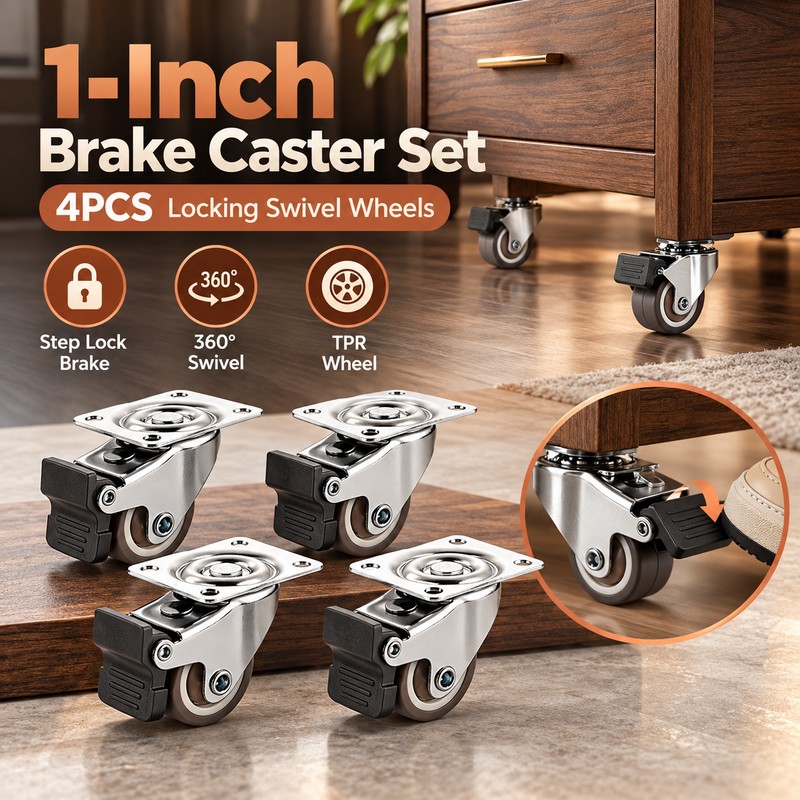 Furniture Swivel Caster Wheels for Trolleys – 4PCS Soft Rubber