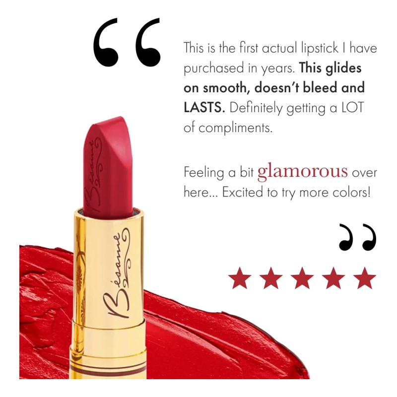 Besame Cosmetics Classic Color Lipstick Cherry Red - 1935 By