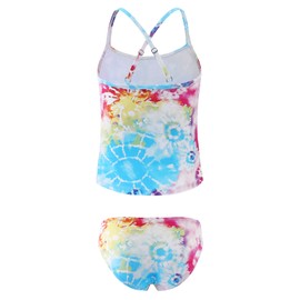 Aisyee Girls Two Piece Swimsuits Tankini Bathing Suit Kids Hawaiian Tie Dye Swimwear Set Blossom Size 6/6X