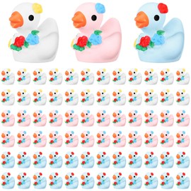 Silipull 100 Pcs Mini Hawaii Resin Duckies Bulks Summer Beach Miniature Tiny Duckies Figures for Home Prank Micro Landscape Aquarium Dollhouse Ornament DIY Terrarium and Handmade